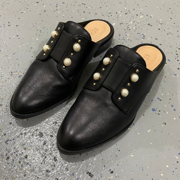 LIKE NEW Schutz Pearl Embellished Mule Black - Picture 4 of 7